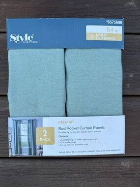 Mainstays Light Green Rod Pocket Curtain Panels
